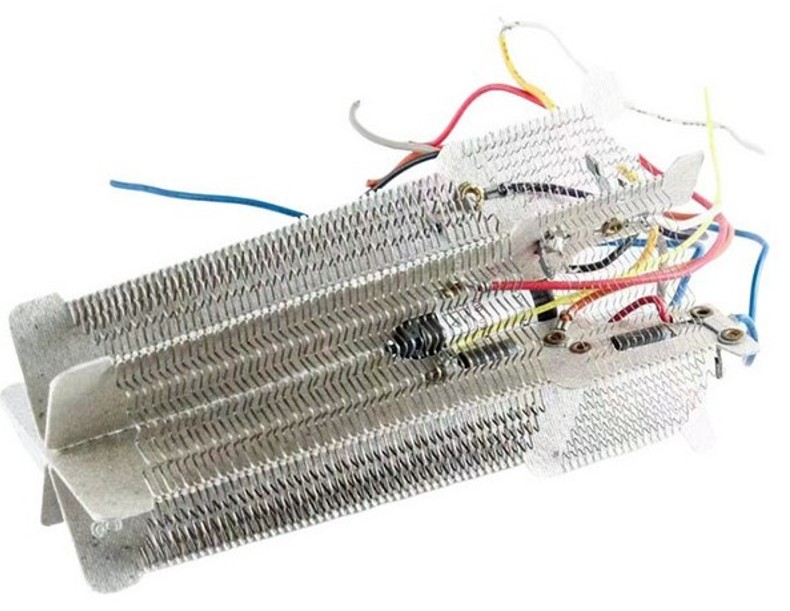 Mica hair dryer heater close-up showing NiCr resistance wire winding on mica board