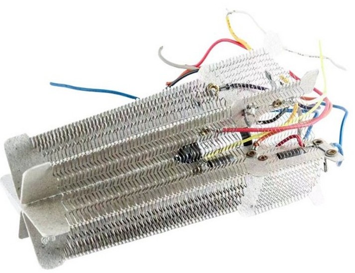 Mica heater installed inside hair dryer housing with airflow channel