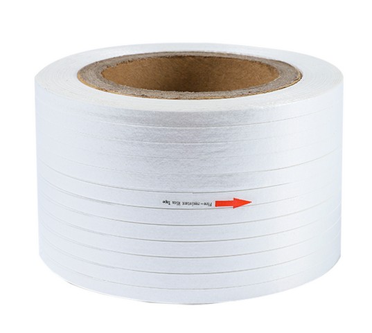 Synthetic mica tape close-up showing ultra-pure fluorophlogopite crystal structure and glass cloth reinforcement